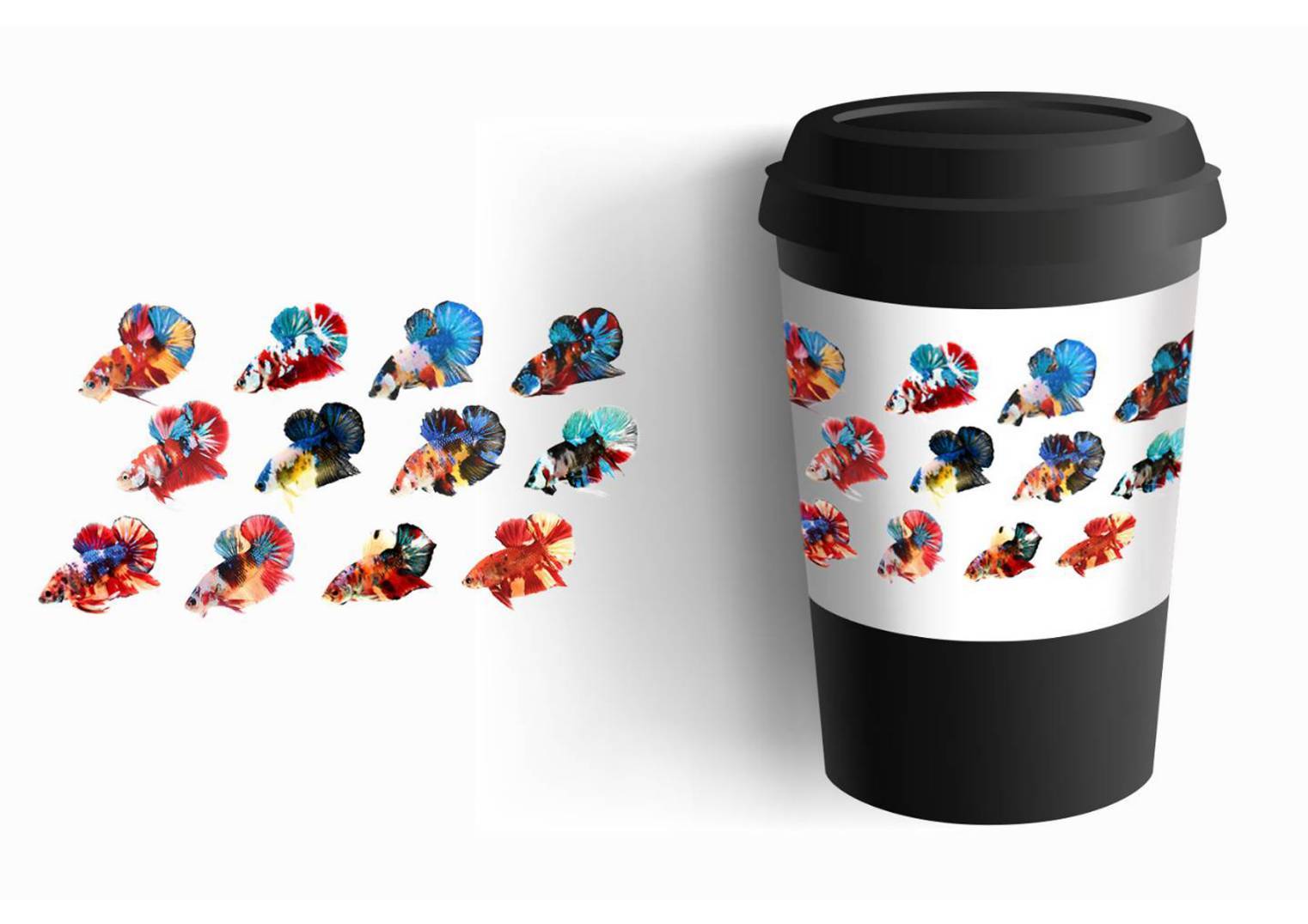 แก้วลายปลากัด